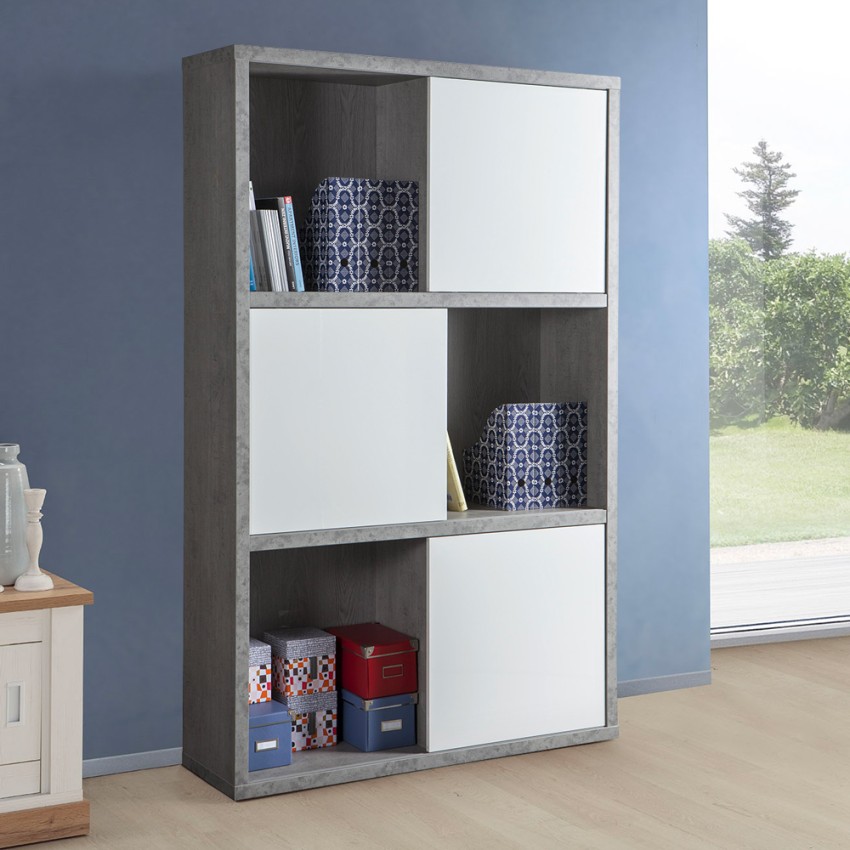 Tall Narrow White Wood Booksheld with 6 Shelves Tower