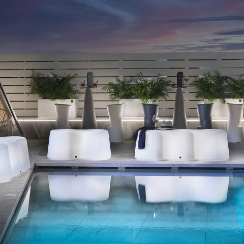 Outdoor garden bar restaurant Peanuts LED 3-seater bench Promotion