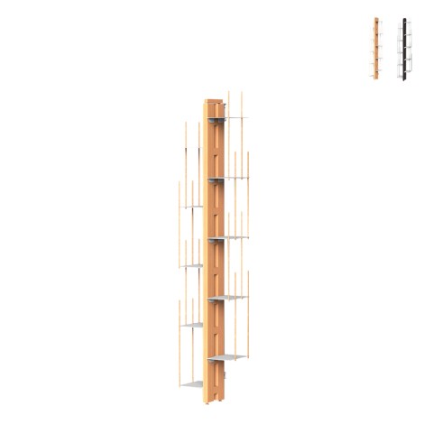 Vertical wall-mounted wooden bookcase h150cm 10 shelves Zia Veronica WMH Promotion