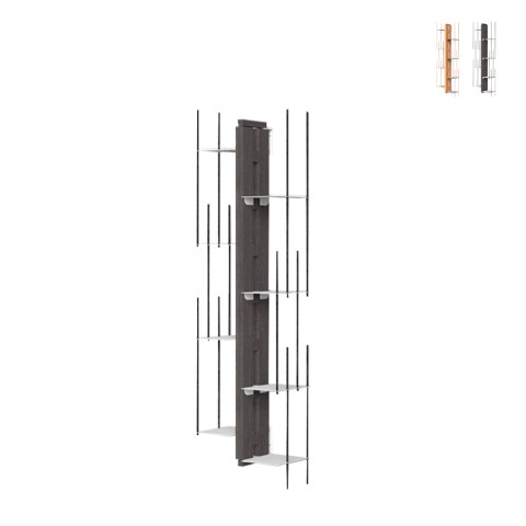 Vertical suspended wooden bookcase h105cm 7 shelves Zia Veronica SF Promotion