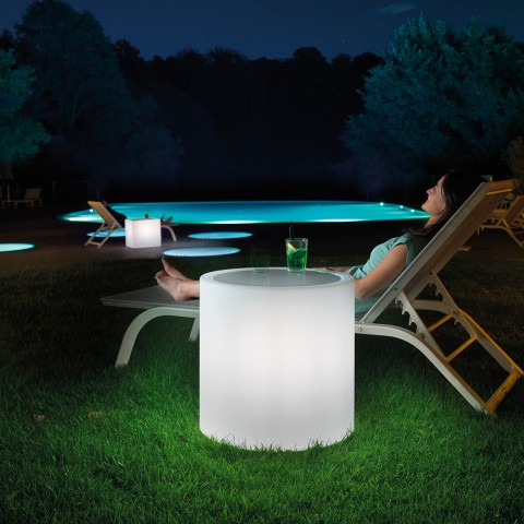 Lighted outdoor low round coffee table 55cm bar swimming pool Home Fitting Promotion