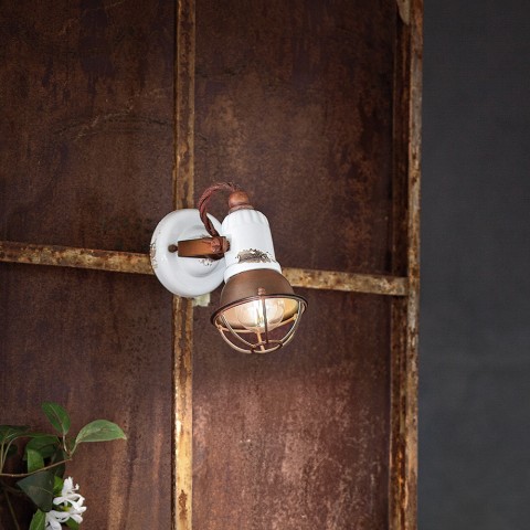Iron and ceramic wall lamp in vintage industrial design Loft AP Promotion