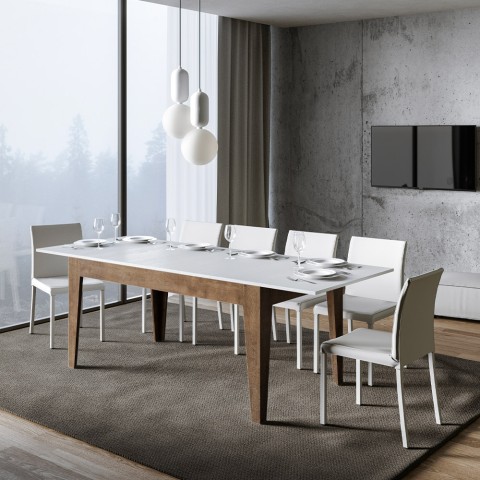 Modern extending table 90x160-220cm wood walnut white Cico Mix NB Promotion