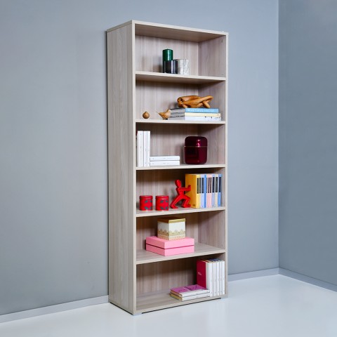Bookcase wood 6 compartments adjustable shelves modern office Kbook 6OP Promotion
