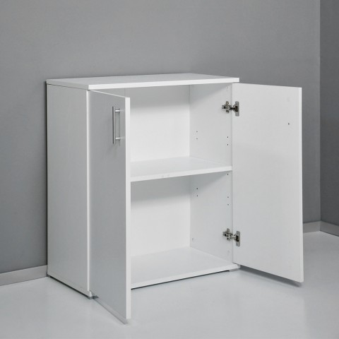 Multipurpose cupboard 2 compartments living room modern office white KimSpace 2WP Promotion