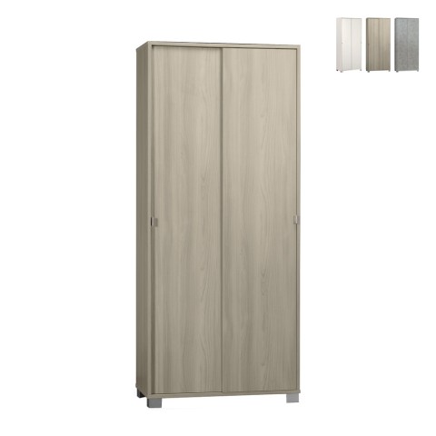 Multipurpose cabinet 8 storage shelves 2 sliding doors Paco Promotion