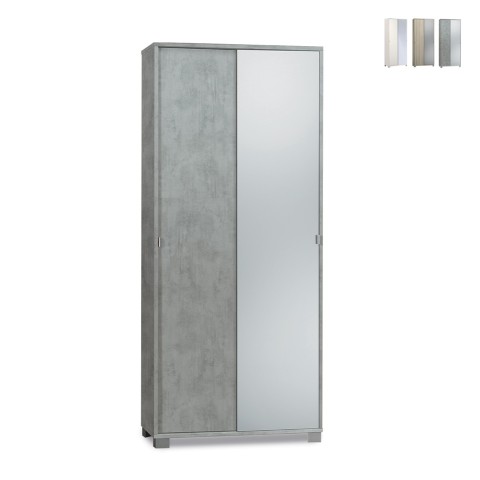 Storage cupboard 2 sliding doors mirror 8 shelves Livo Promotion