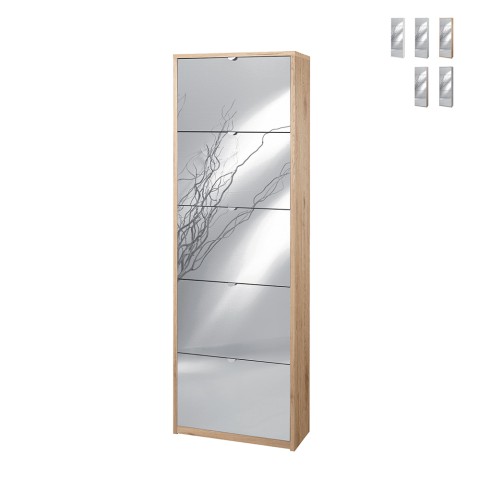 Shoe cabinet 5 doors mirror 25 pairs of shoes modern design Roy Promotion