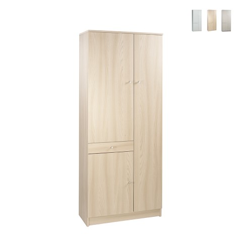Multipurpose wardrobe 6 shelves drawer 3 doors WIlton Promotion