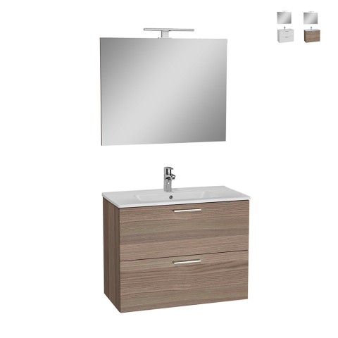 Wall-mounted bathroom cabinet 80cm washbasin 2 drawers LED mirror Mia Promotion