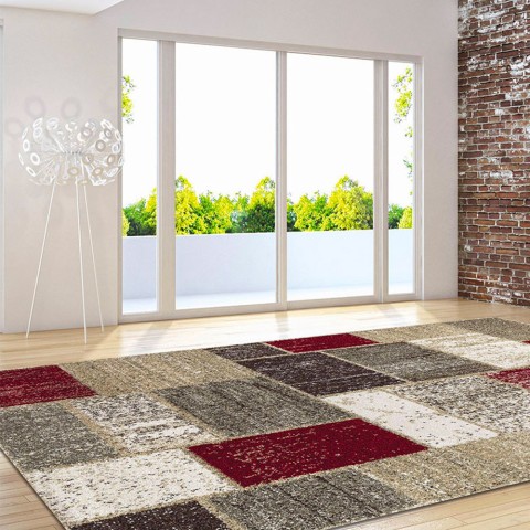 Rectangular Carpet Rectangular Modern Design for Living Room Office Art Square Red-Beige Promotion
