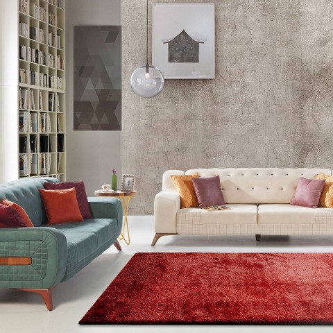 Rectangular Rug Modern Design Solid Colour Living Room Trend Red Promotion