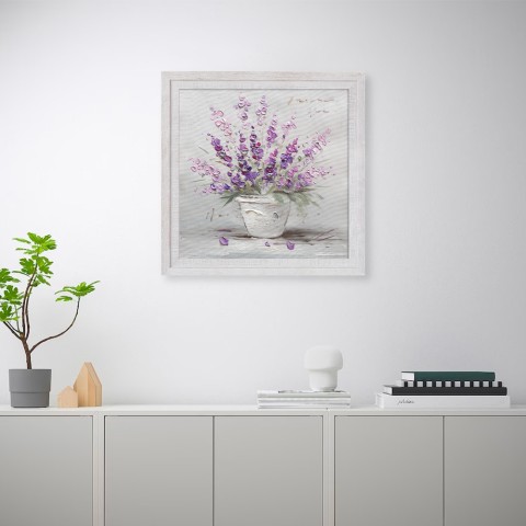 Hand-painted picture vase purple flowers canvas with frame 30x30cm W602 Promotion
