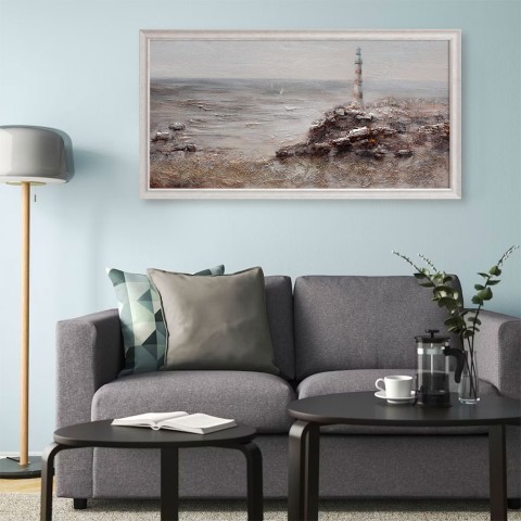 Hand-painted painting on canvas Lighthouse rocks frame 60x120cm W629 Promotion