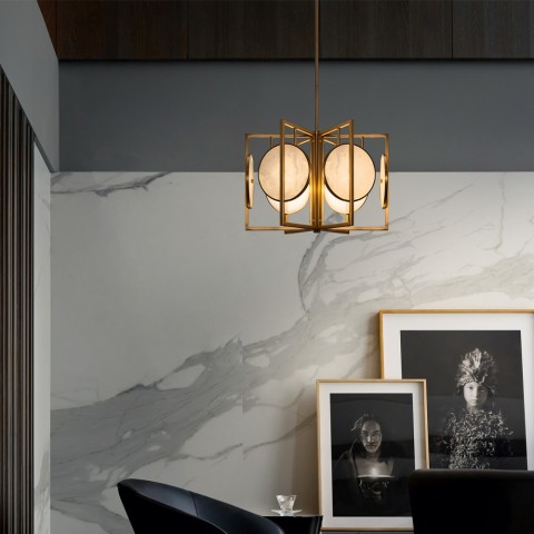 6-light living room pendant lamp gold metal Marble Maytoni Promotion