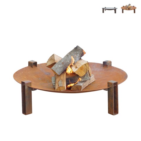 Round brazier for the garden, wood-burning coal barbecue in steel Maar Promotion