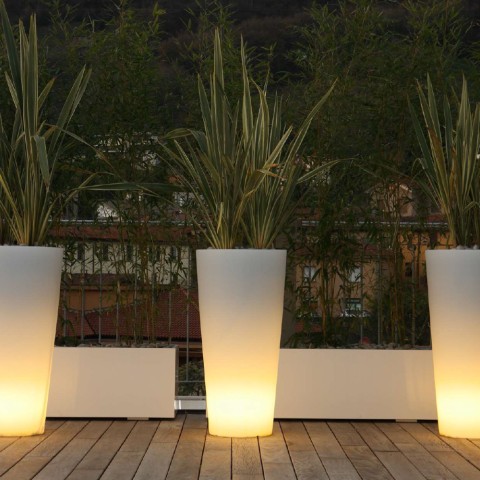 Bright LED RGB solar outdoor plant pot Arkema Tondo h86 Promotion