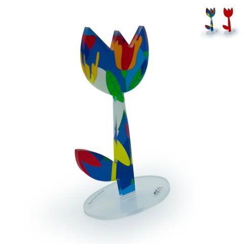 pop art style coloured plexiglass flower decorative sculpture Tulipan Promotion