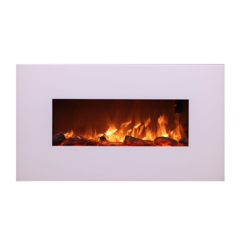 White wall-mounted electric fireplace 1500W flame effect LED Monte Bianco Promotion