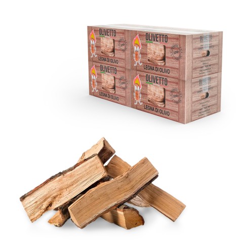Olive wood firewood in a box 40kg fireplace stove oven Olivetto Promotion