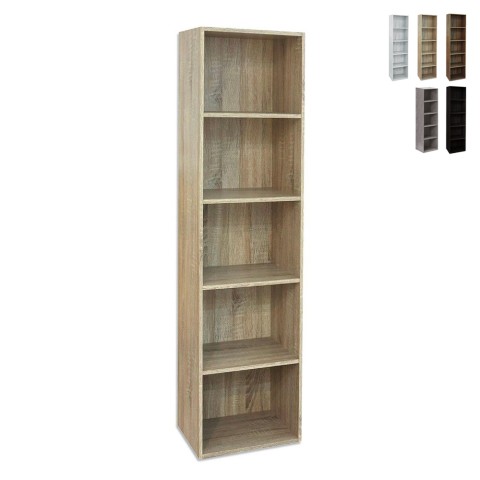 High wooden bookcase 5 shelves living room office 40x172 cm Darren Promotion