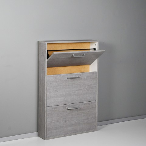 Low slim grey shoe rack 3 doors 9 pairs of shoes KimShoe 3SG Promotion
