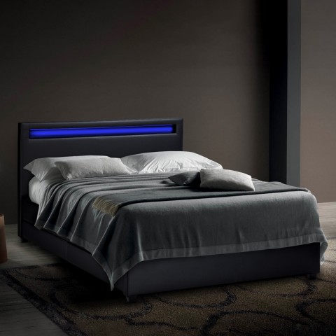 Geneva King Complete Double Bed with Mesh Led Headboard and Drawers 160x190 cm Promotion