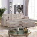 3-seater corner sofa bed with peninsula and storage pouf Madreperla ready for bed Characteristics