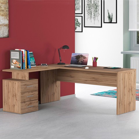 Modern wooden corner office desk 3 drawers New Selina WD Promotion