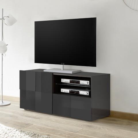 Modern TV cabinet with chequered drawer door anthracite Petite Rt Dama Promotion