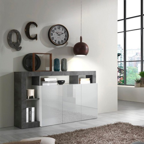 Prisma Wh L credenza 2 ante 4 cassetti bianco lucido design