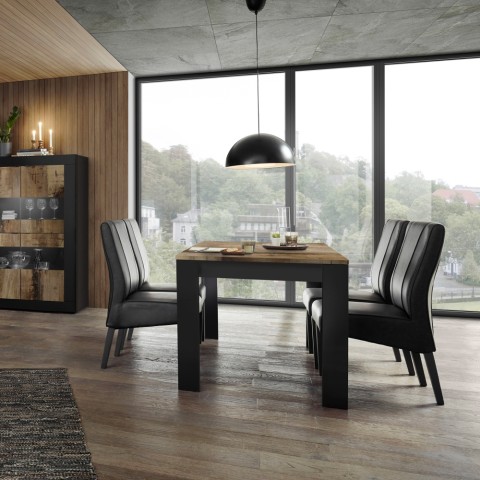 Dining Kitchen Table 180x90cm Black Industrial Wood Bolero Basic. Promotion