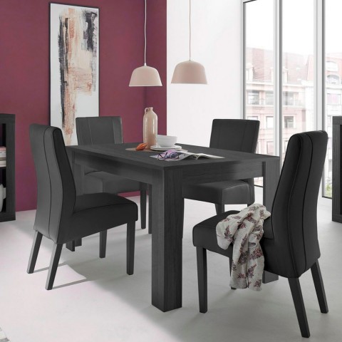 Extendable black dining table 90x137-185cm in Avant Rimini wooden finish. Promotion