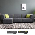 Modular 3-seater modular fabric sofa in modern style with pouf Jantra Promotion