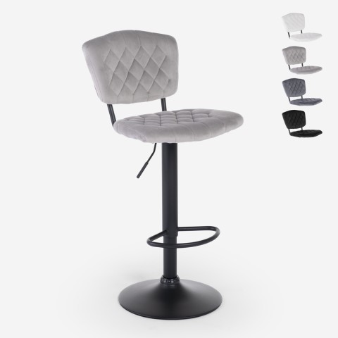 High adjustable kitchen bar stool upholstered in velvet fabric Toronto. Promotion