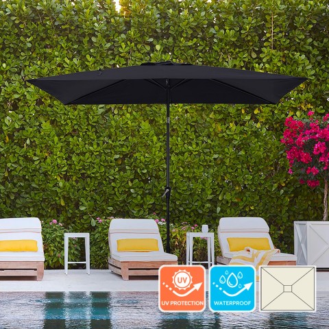 Terrace garden umbrella 3x2 with central pole Rios Black Promotion
