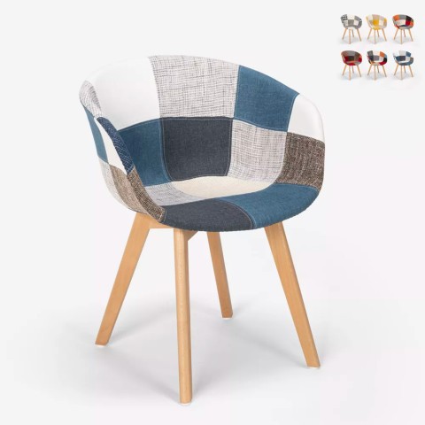 Nordic design patchwork chair wood and fabric kitchen bar restaurant Pigeon Promotion