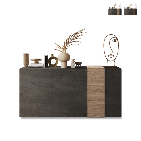 Modern sideboard cabinet with 3 doors 181x44x86cm living room kitchen Byron Promotion