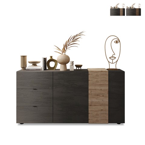 Modern living room sideboard cabinet with 3 drawers and 2 doors 181x44x86cm Maurice Promotion