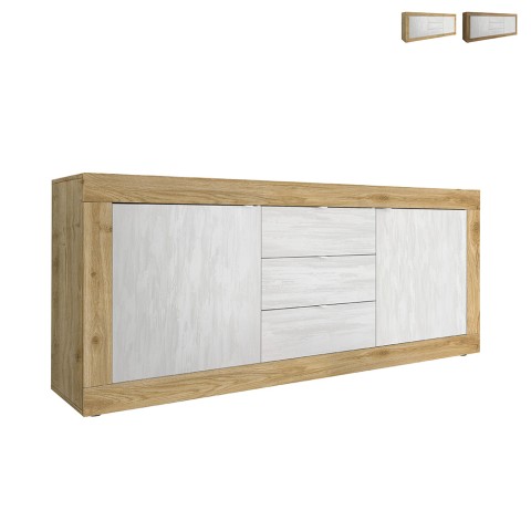 Modern white wooden sideboard with 3 drawers and 2 doors Tribus WB Basic Promotion