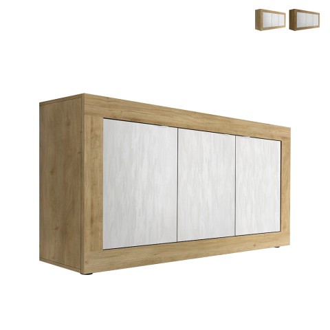 Kitchen sideboard in wood 160x42cm 3 doors white Modis WB Basic Promotion