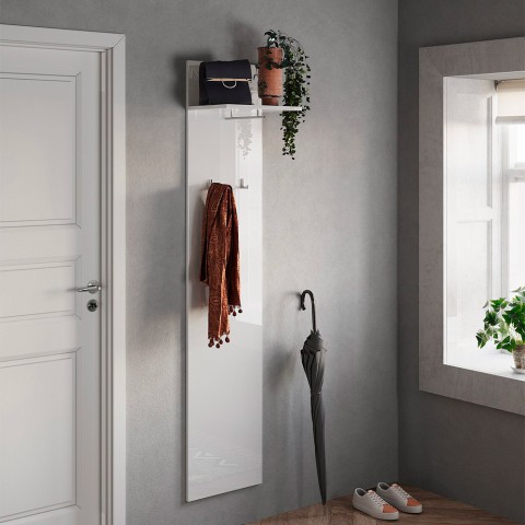 Modern wall coat hanger with 2 glossy white hooks Leslie Promotion