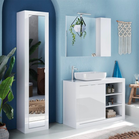Mobile bathroom column with mirror door 42x35x195 glossy white Letty Promotion