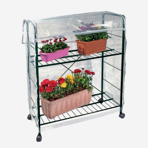 Greenhouse 2 shelves with balcony terrace wheels 84x43xh100cm Spring 100 Promotion