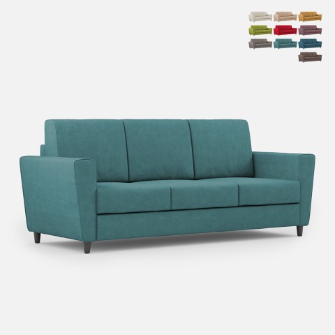 Elegant modern 3-seater living room sofa in fabric 212cm Yasel 180. Promotion