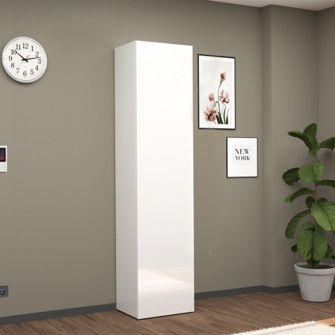 Glossy white shoe cabinet entrance wardrobe with 1 door 45x35x191h Dory Promotion