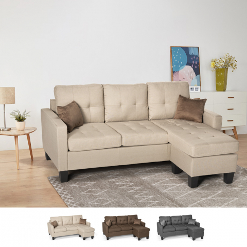 Modern corner sofa 3 seats pouf 2 cushions living room Remissus Promotion