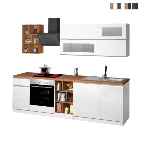 Modern complete kitchen with linear design 256cm modular unique. Promotion