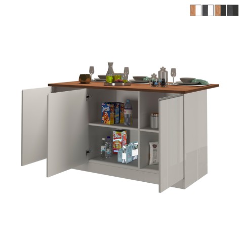 Central Island 3-door for modern kitchen 155x90x90cm with Deaton table Promotion