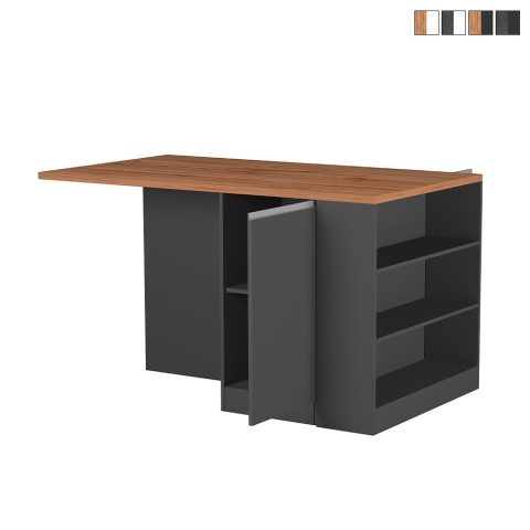 Central island with table for modern kitchen 2 doors 160x90x90cm Grover Promotion